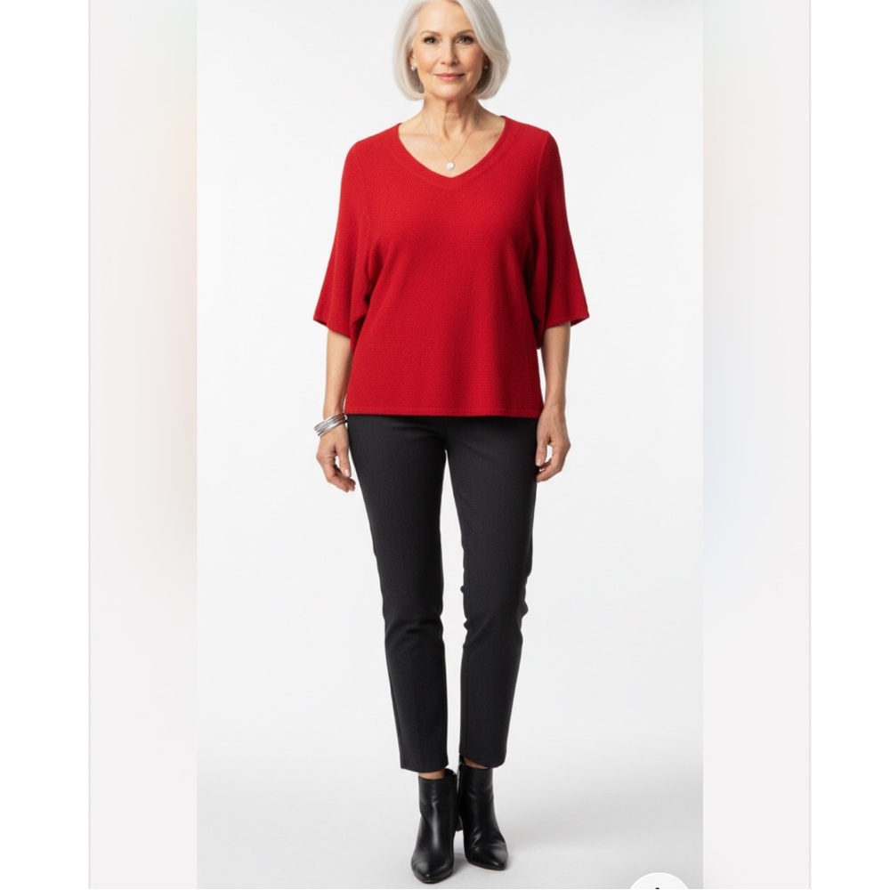 Wide sleeve top  Cotton Red Medium